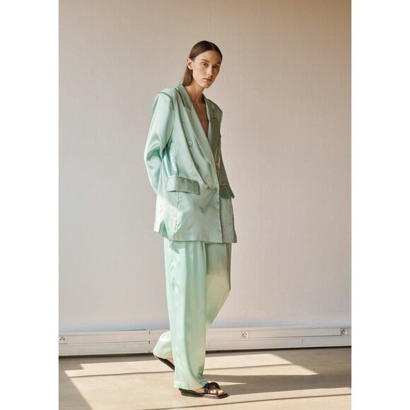 THE FRANKIE SHOP Karen Satin Mint Double Breasted Blazer US XS - Picture 6 of 12